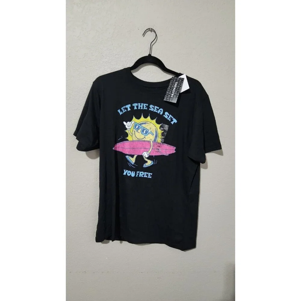 Chemistry Shirt Mens Large Black Let The Sea Set You Free Sun Surf Tee Beach